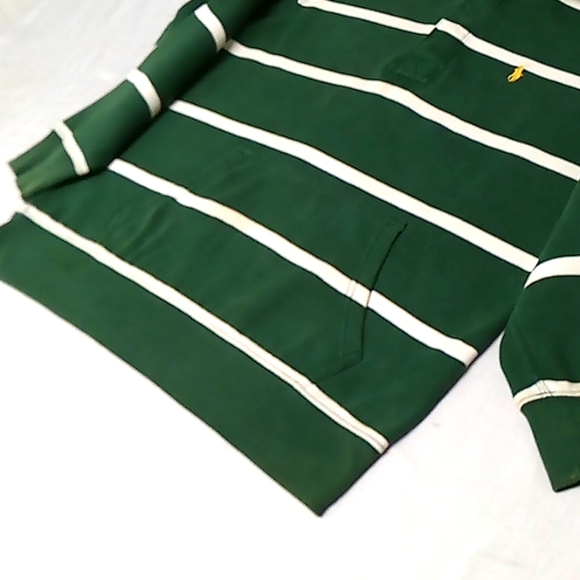 Polo..2 Button Pullover Hoodie..Boys Sz 10-12..Green&Cream - Picture 6 of 6